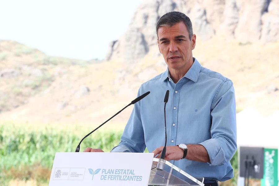 Pedro Sánchez interviene en el Plan Estatal de Fertilizantes para 2027 | Foto de Pool Moncloa/Fernando Calvo